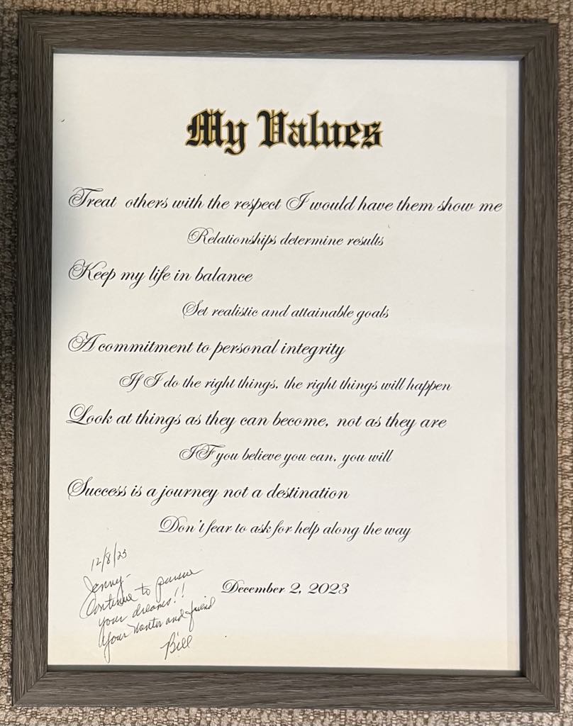 Bill Pastor' Values